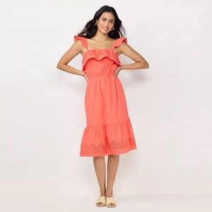 LC Lauren Conrad coral cotton summer dress Medium NWT